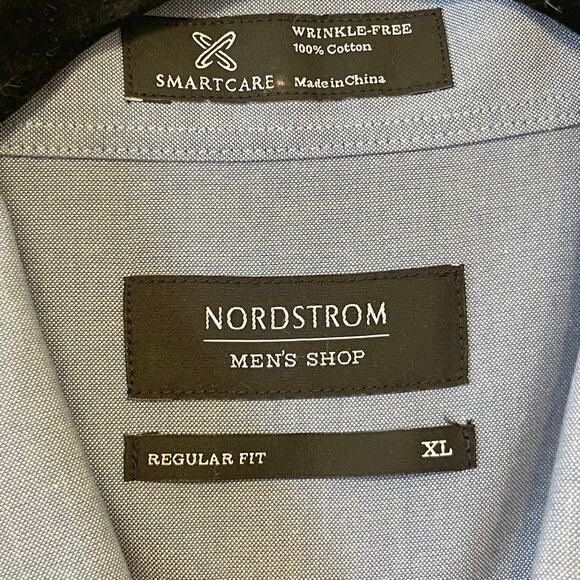 Nordstrom XL light blue long sleeve button up shirt regular fit cotton business - Picture 4 of 8